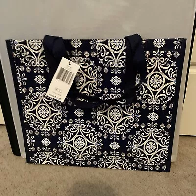 Brand New VERA BRADLEY Steel Blue Medallion Market TOTE Shopping Gift Bag • $12.75