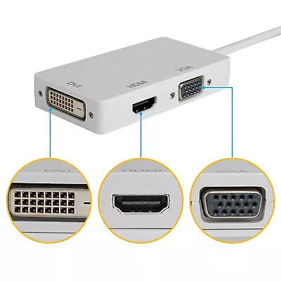 For MacBook Pro/MacBook Air 3 IN1 Mini Dp To HDMI/DVI/VGA Adapter Convert Cable • $10.29