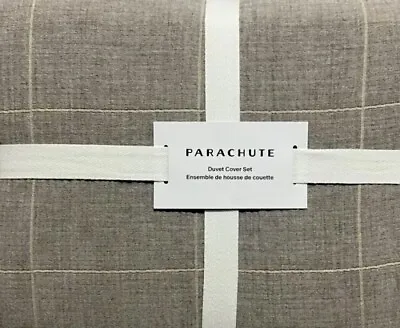 Parachute Windowpane 100% Cotton Gauze Duvet Cover King Set 3PC Raisin Brown NWT • £211.16