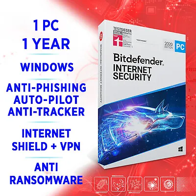 £16.99 • Buy Bitdefender Internet Security 2023 1 PC 1 Year, Activation Key FULL EDITION +VPN