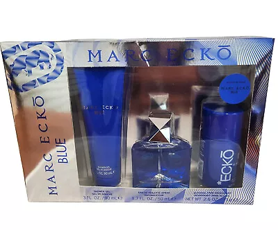 Marc Ecko Blue 3 Piece Gift Set For Men 1.7oz EDT 3.0oz Shower Gel & 2.6oz Deo • $22.99