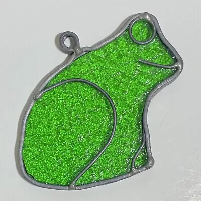 Vintage Folk Art Green Frog Stained Glass Suncatcher - 2.5” Tall • $9.95