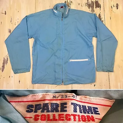 SPARE TIME COLLECTION - Vtg 70s Baby Blue Lightweight Windbreaker Mens MEDIUM • $12.17