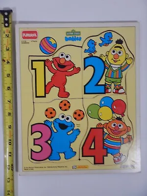 Playskool Wooden Toddler Puzzle Sesame Street Numbers 4 Pieces 313-02 Vintage • $10