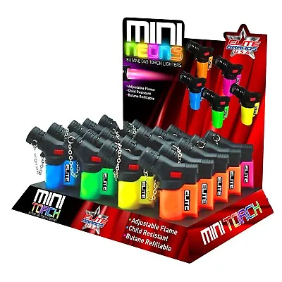 Elite Brands USA Mini Neons Torch Butane Gas Refillable Lighters Bulk Pack Of 20 • $37.99