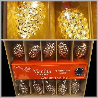 Martha Stewart Mercury Glass Pinecone String Light Ornament Garland Gorgeous! • $34