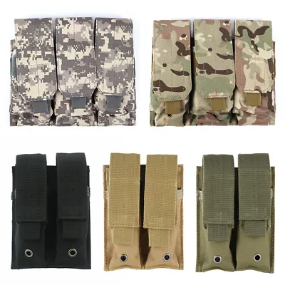 Tactical Dual Double/Triple Magazine Pouch Molle Pistol Holster Mag Bag Pack US • $9.38