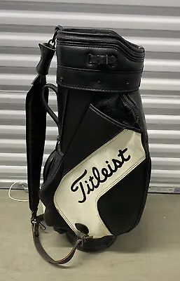 Vintage Retro Titleist Staff Cart Golf Bag Black & White Faux Leather 6 Way • $129.99