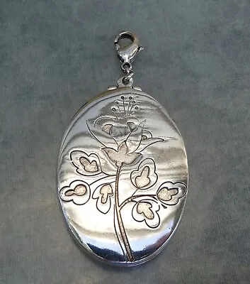 Large Oval Vintage Silver Plated Magnetic Locket Signed PILGRIM For Necklace • $29.50