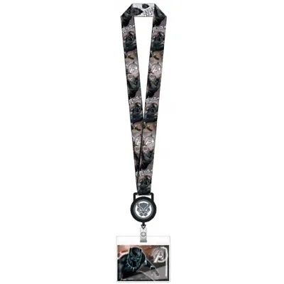 Marvels Black Panther Zip Lanyard With Face Logo Charm & Figure Pouch NEW UNUSED • $8.95