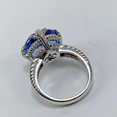 925 Sterling Silver JUDITH RIPKA Blue Topaz Crystal CZ Ring Size 10😻VIDEO😻 • $149