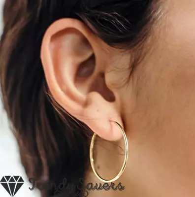 Hypoallergenic 14K Gold Filled Thick Huggie Endless Drop Stud Hoop Earrings 30MM • £4.39