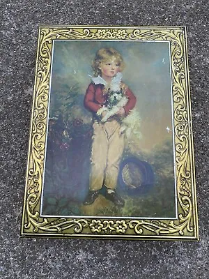 C.Bremont Vntg French Boy With Dog Embossed Tin Hinge Box Large • $17