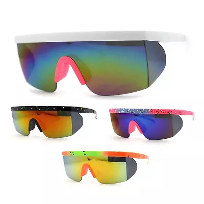 80s Mirror Flat Top Half Rim Wind Breaker Side Lens Sport Sunglasses • $22.91