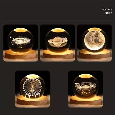 3D Planet Moon Lamp Home Decoration USB LED Night Light Galaxy Crystal Ball Lamp • $13.99