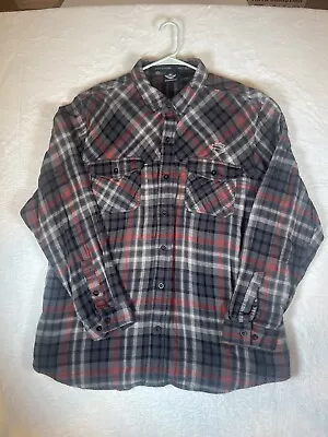 Harley Davidson MotorClothes Flannel Shirt Mens 3XL Plaid Gray/Red Button Up • $29.95