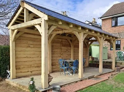 Oak Gazebo  6m X 2.4m Green Oak Gazebo (slates & Cladding Not Included) • £4200