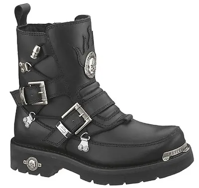 HARLEY-DAVIDSON FOOTWEAR Men's Distortion Black Leather Motorcycle Boots D94167 • $179.99