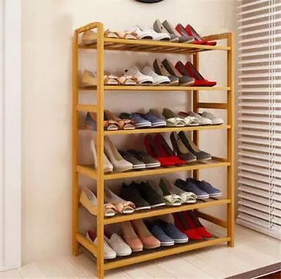 High Quality 6 Tier Wood Bamboo Shelf Entryway Storage Shoe Rack Home Furniture • $34.19