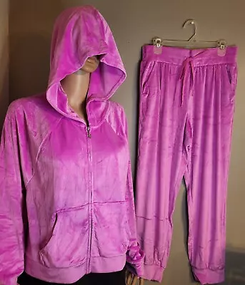 NEW Victorias Secret Velour Full Zip Hoodie & Jogger Track Suit Set Sz Large • $89.99