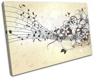 Musical  Floral Abstract SINGLE CANVAS WALL ART Picture Print VA • £19.99