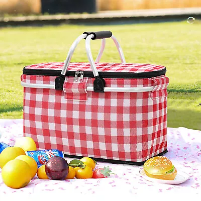 Large Camping Insulated Cooler Collapsible Fold Basket For Picnic Outdoor Useful • £13.98