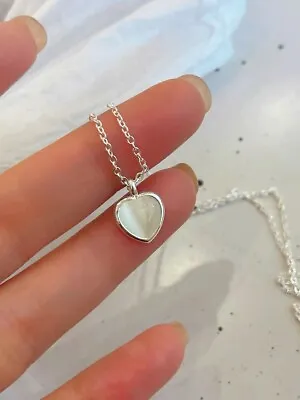 Heart Moonstone Pendant 925 Sterling Silver Chain Necklace Womens Jewellery Gift • £3.49