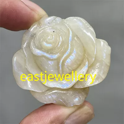 TOP Natural Moonstone Rose Skull Quartz Crystal Carved Skull Reiki Healing 1PC • $12.78