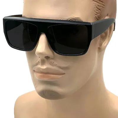 2021 MENS Black Flat Top New Large Motorcycle Style Sunglass OG Sunglasses XL • $10.99