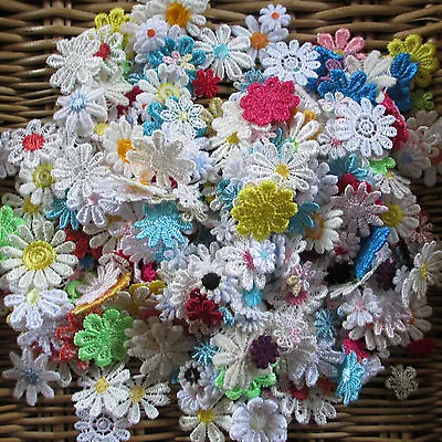 Assorted 10-25mm Guipure Lace Daisy Motifs Sew On Flower Appliques • £3.55