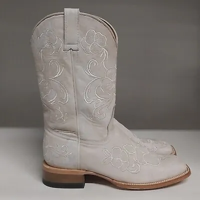 Shyanne Lasy Floral Embroidered Ivory Western Boot Women Size 11 Medium • $69.99