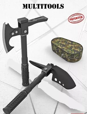 Foldable Outdoor Camping Multi Tool. Shovel Axe Saw Garden Hoe Adze Hammer • £45