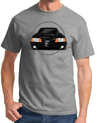 1987-93 Ford Mustang GT 5.0 Fox Body Black Car Front End Classic Design Tshirt • $20