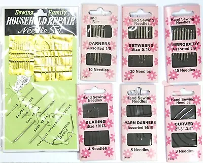 £2.69 • Buy Needle Sets-Sewing,Upholstery-Darners,Betweens,Embroidery,Beading,Yarn,Curved