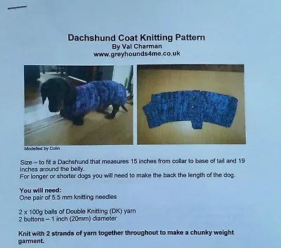 Dachshund Coat Knitting Pattern  • £2.50