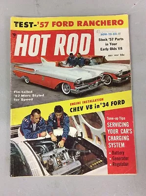 July 1957 Hot Rod Test 57 Ford Ranchero Engine Installation Chev V8 In 34 Ford • $19.99