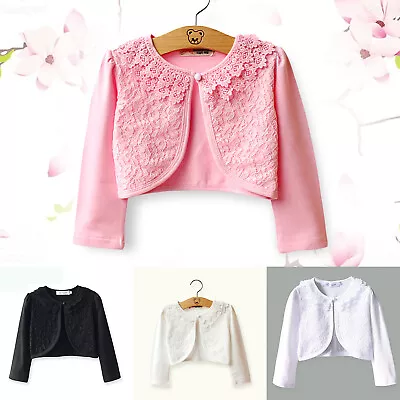 Toddler Kids Baby Little Girls Lace Princess Bolero Cardigan Shrug Top Clothes • £9.63