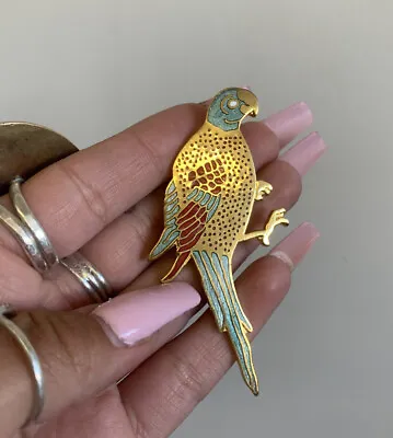 VINTAGE Jewelry MMA METROPOLITAN MUSEUM ENAMEL PARROT BIRD BROOCH • $49.99