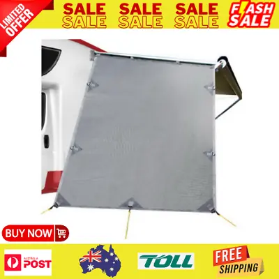 Grey Caravan Privacy Screen 1.95 X 2.2M End Wall Side Sun Shade Roll Out Awning • $51.99