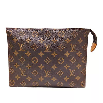 Louis Vuitton LV Cosmetic Pouch Bag  Poche Toilette 26 Brown Monogram 3255372 • $56