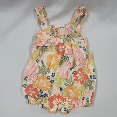 Gymboree Beach Shack Vintage 2007 Hawaiian Tropical Bubble Romper 3-6 Baby Girl • $14