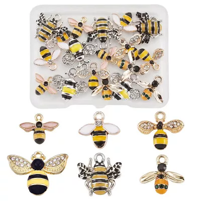 1 Box Alloy Enamel Rhinestones Bees Pendants Charms For Jewelry Crafts Making • $10.75