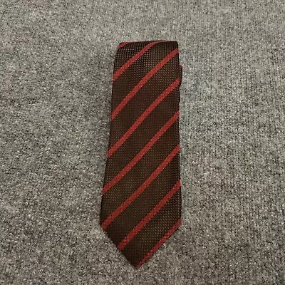 Kiton Seven Fold Neck Tie Brown Red Diagonal Stripe Textured 3.5 Inch Wide • $69.99