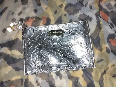 MAC Gorgeous Metallic Silver Cosmetic Bag Clutch Travel Case Zipper Pull • $10