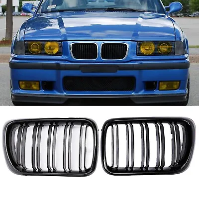 Front Bumper Grills For BMW 3 Series E36 318I 328I 323I 96-99 Grill Gloss Black • $25.80