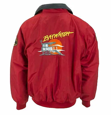 £66.42 • Buy Baywatch Lifeguard Red Cotton Bomber Jacket Beach Costume Mens Jacket