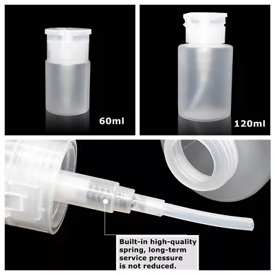 £4.69 • Buy 1- 3Pcs Push Down Empty Pump Nail Polish Remover Alcohol Dispenser Clear Bottle