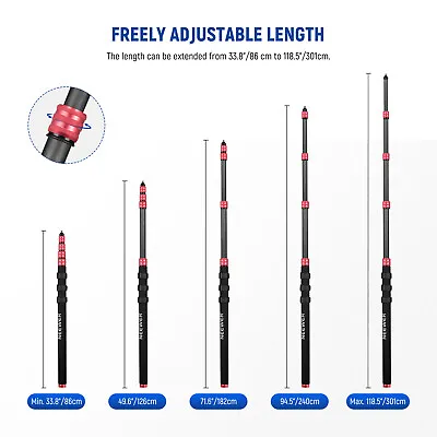 NEEWER Upgraded Microphone Boom Pole 9.8ft Telescopic Carbon Fiber Mic Boom Arm • $98.99