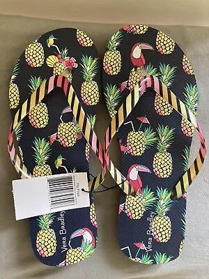 Vera Bradley Flip Flops Toucan Party Pineapple Tropical Size Medium 9-10 • $15