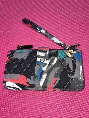 Vera Bradley Smartphone Wristlet Splash Floral Wallet Gray/black/red • $14.99